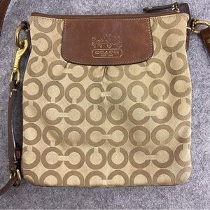 Coach Op Art Madison Crossbody Bag Purse Brown Tan Classic Colour